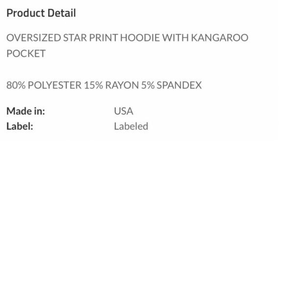 NWT Oversized Hooded Lavender Star Tee Kangaroo Pocket - Picture 10 of 12